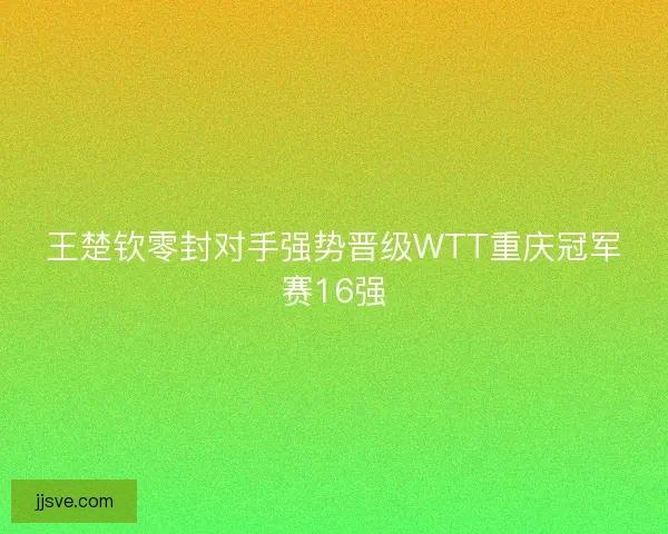王楚钦零封对手强势晋级WTT重庆冠军赛16强